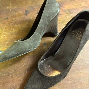 Joan & David Dark Brown Suede Wedges
